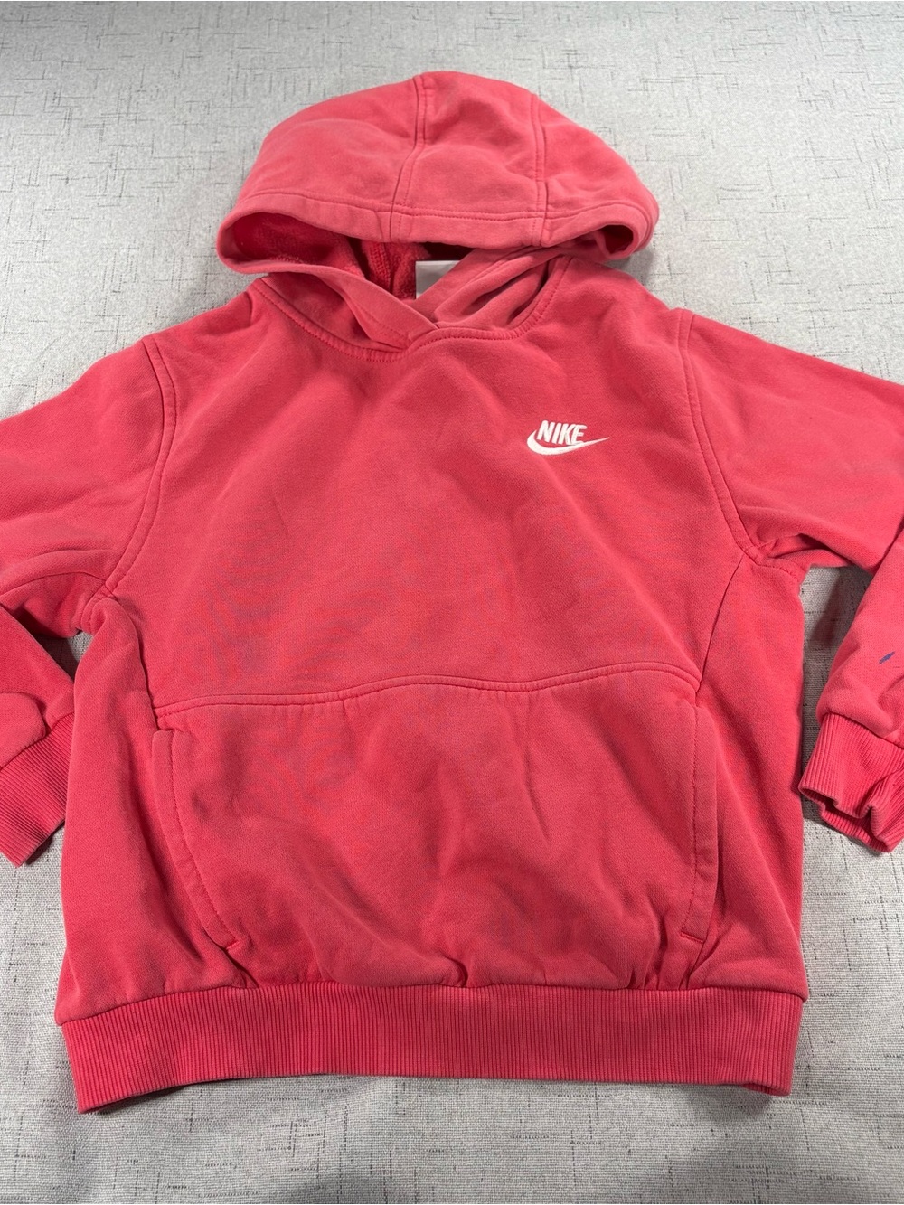 Nike Kids Coral Pink Hooded Sweatshirt with White Swoosh